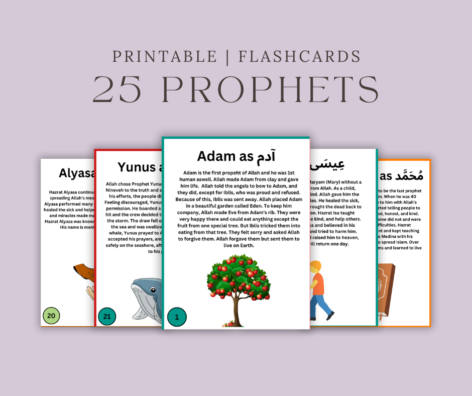 Stories of 25 Prophets – Islamic Flashcards for Kids