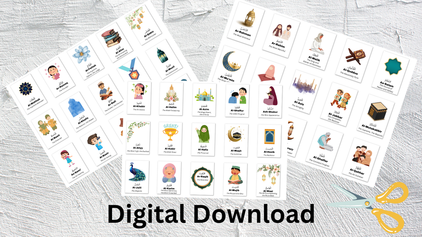 99 Names of Allah Printable Flashcards