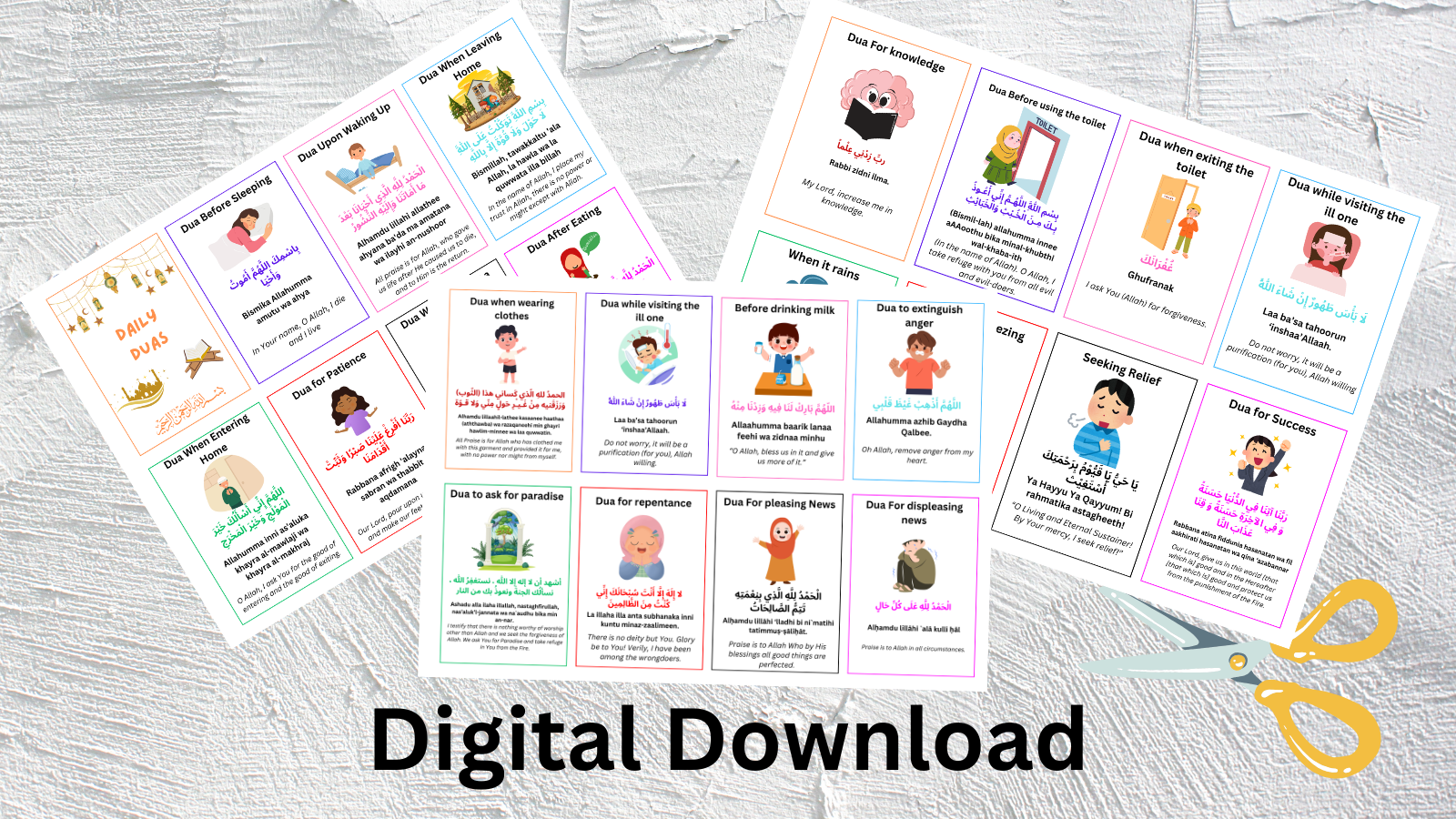 islamic flash cards, islamic dua cards,