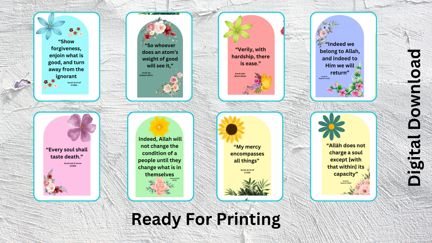 24 Quranic Verse Bookmarks – Printable Islamic Motivation for Kids & Adults