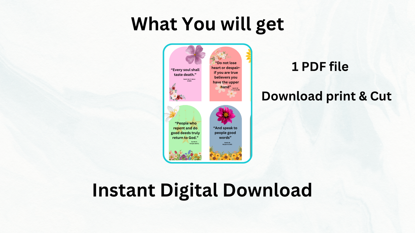 24 Quranic Verse Bookmarks – Printable Islamic Motivation for Kids & Adults